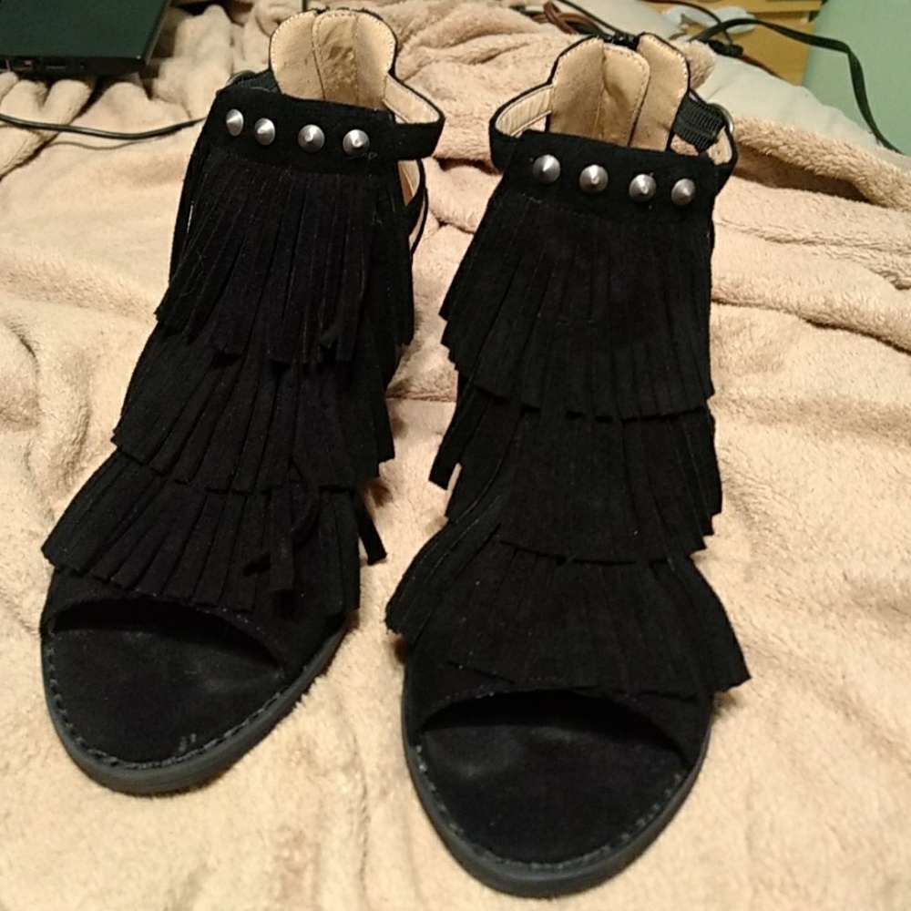 Black Fringe Matisse Booties